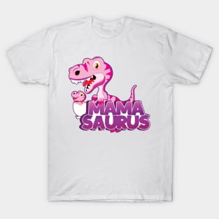 'MamaSaurus Pink Dino' Cool Dinosaurs T Rex Gift T-Shirt